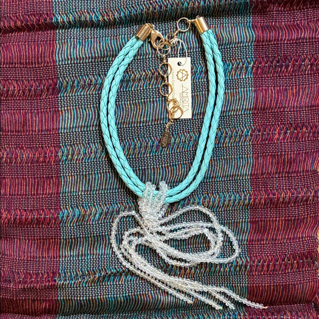 Amrita Singh Turquoise And Gold Braided Necklace
